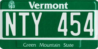 VT license plate NTY454