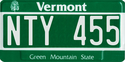 VT license plate NTY455