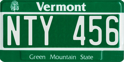 VT license plate NTY456