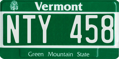 VT license plate NTY458