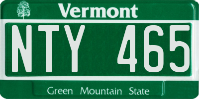 VT license plate NTY465