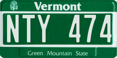 VT license plate NTY474
