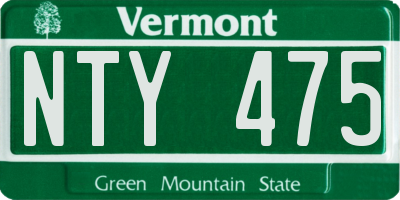 VT license plate NTY475