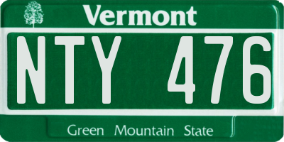 VT license plate NTY476