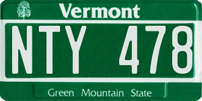 VT license plate NTY478
