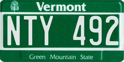 VT license plate NTY492