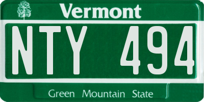 VT license plate NTY494
