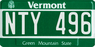 VT license plate NTY496
