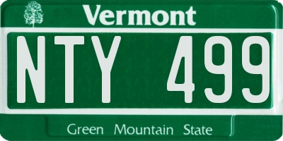 VT license plate NTY499