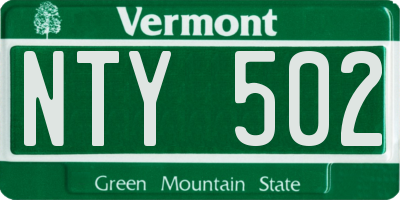 VT license plate NTY502