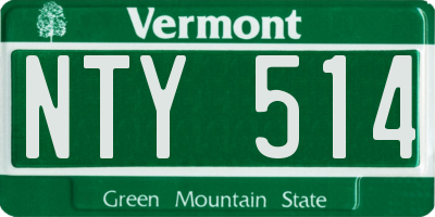 VT license plate NTY514