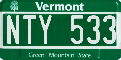 VT license plate NTY533