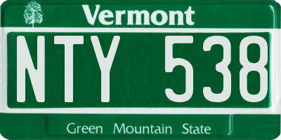 VT license plate NTY538