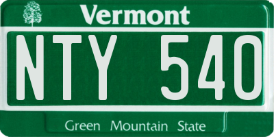 VT license plate NTY540