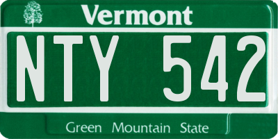 VT license plate NTY542