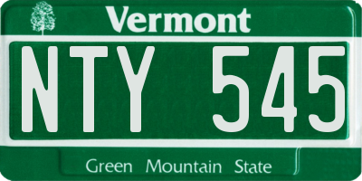 VT license plate NTY545