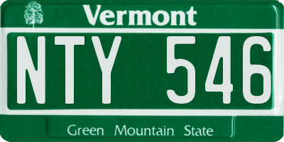 VT license plate NTY546