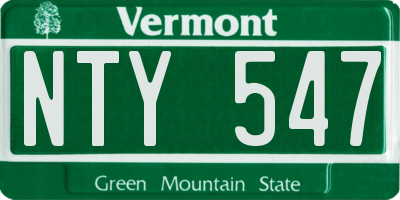 VT license plate NTY547