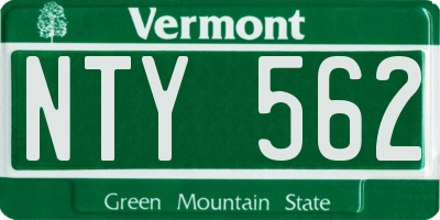 VT license plate NTY562