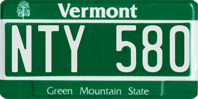 VT license plate NTY580