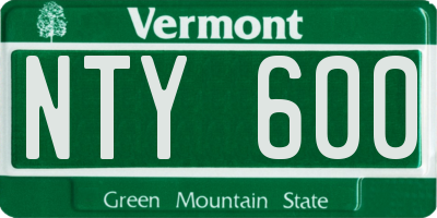 VT license plate NTY600