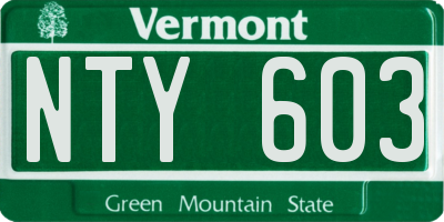VT license plate NTY603