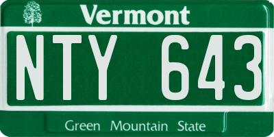 VT license plate NTY643