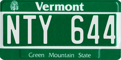 VT license plate NTY644