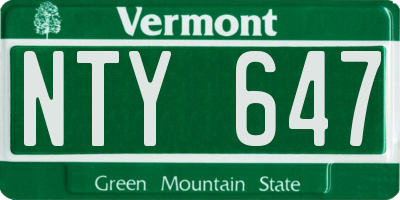 VT license plate NTY647