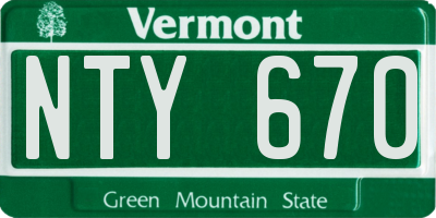 VT license plate NTY670