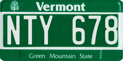 VT license plate NTY678
