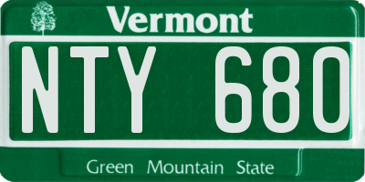 VT license plate NTY680