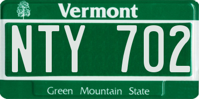 VT license plate NTY702