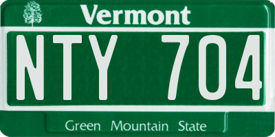 VT license plate NTY704