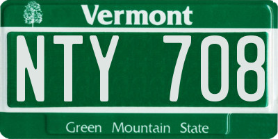 VT license plate NTY708