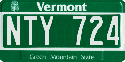 VT license plate NTY724
