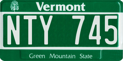 VT license plate NTY745