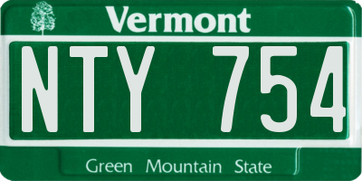 VT license plate NTY754
