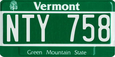 VT license plate NTY758