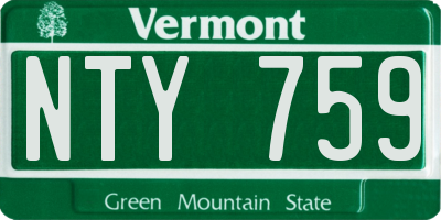 VT license plate NTY759