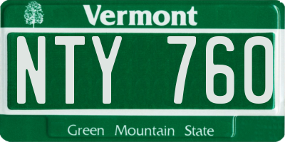 VT license plate NTY760