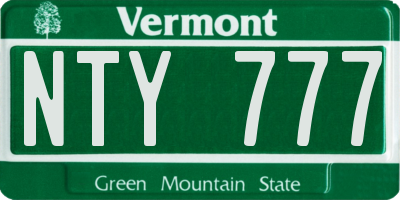 VT license plate NTY777