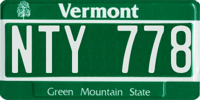 VT license plate NTY778