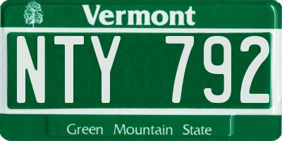VT license plate NTY792
