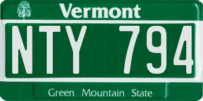 VT license plate NTY794