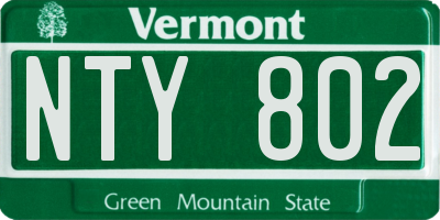 VT license plate NTY802
