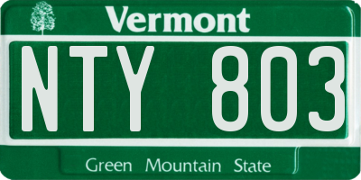 VT license plate NTY803