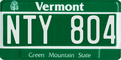 VT license plate NTY804