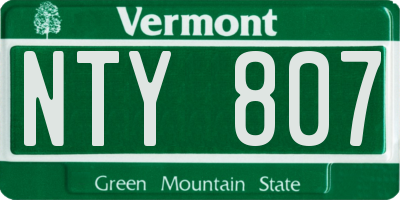 VT license plate NTY807
