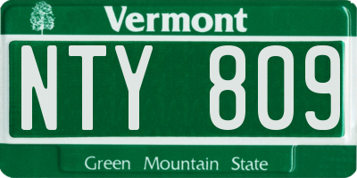 VT license plate NTY809